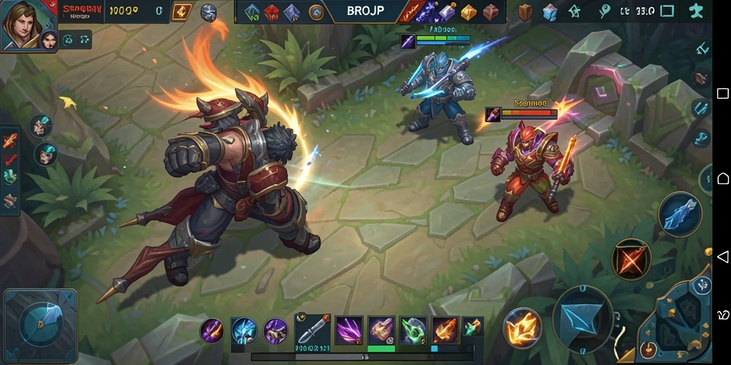 Tangkapan layar BROJP menampilkan aksi seru dalam pertempuran MOBA.