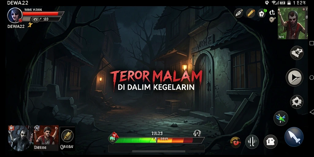 Tampak gameplay menakutkan dalam suasana gelap di DEWA22.