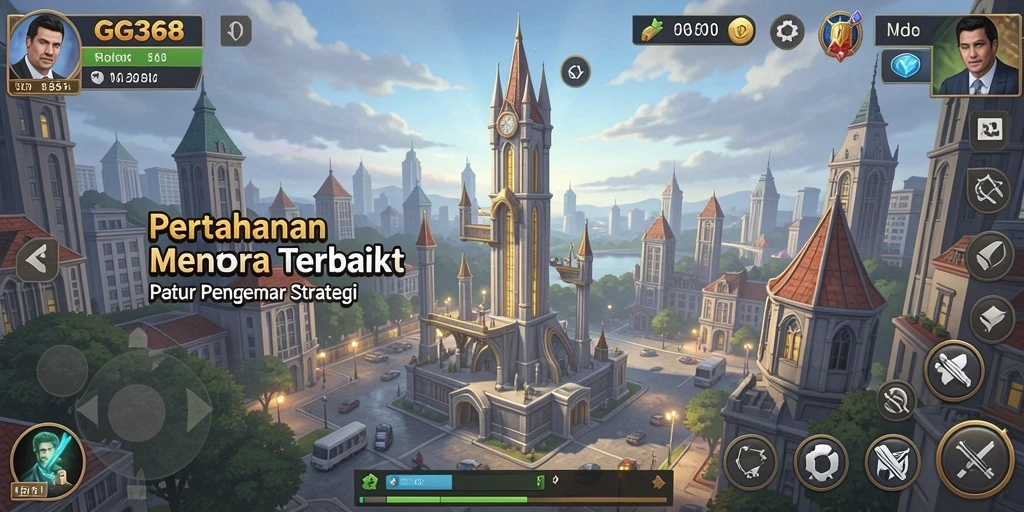 Tampilan menarik dari gameplay GG368 Tower Defense.