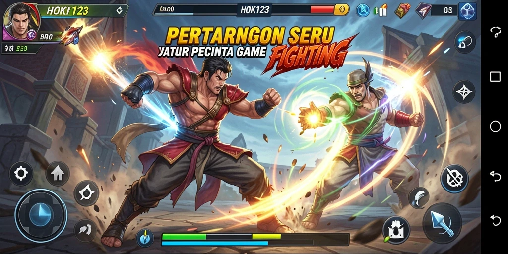 Tangkapan layar gameplay HOKI123 menampilkan pertarungan epik dengan berbagai karakter yang menarik.