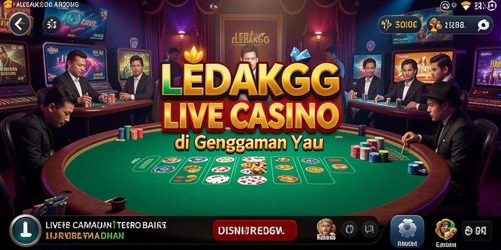 Screenshot utama LEDAKGG menampilkan dealer kasino yang berinteraksi langsung dengan pemain.
