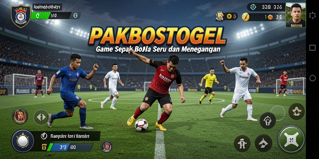 Tampilan gameplay PAKBOSTOGEL yang menegangkan dengan aksi sepak bola mendebarkan.