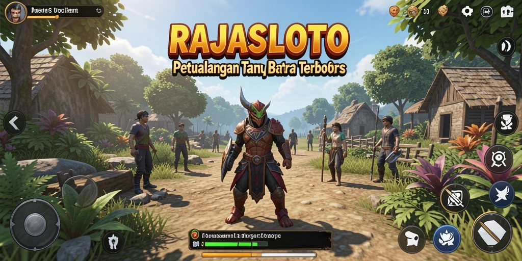 Tampilan gameplay RAJASLOTO menunjukkan keindahan dunia terbuka yang luas.