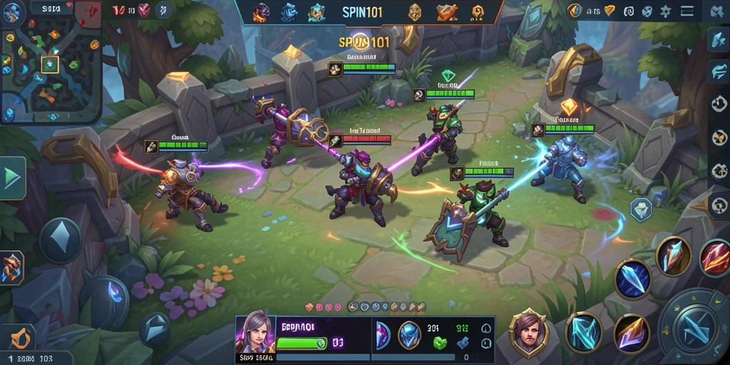 Tangkapan layar gameplay dari SPIN101 saat pertarungan seru.