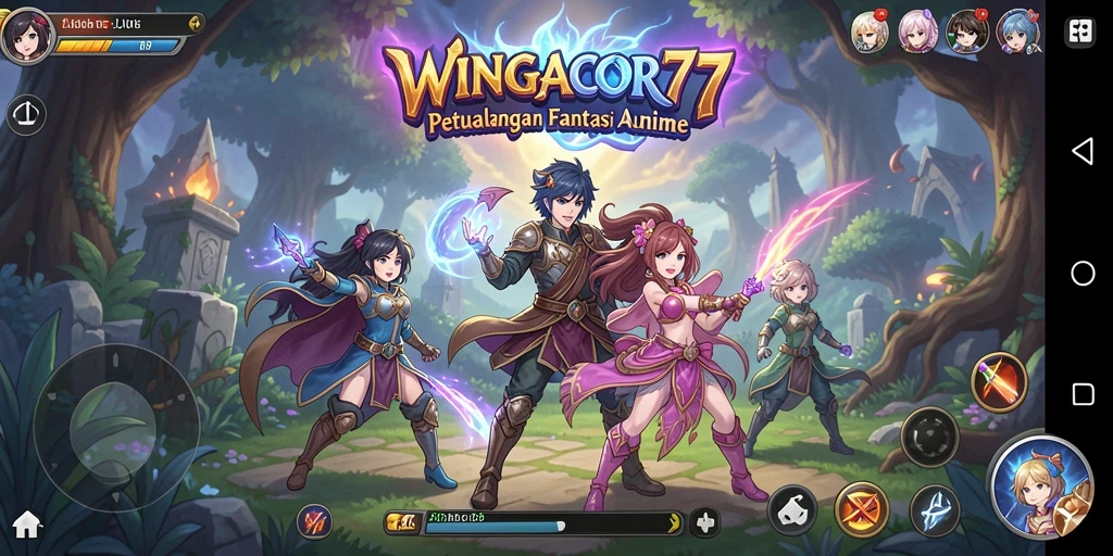 Tangkapan layar gameplay WINGACOR77 yang menampilkan aksi mendebarkan dan karakter anime ikonik.